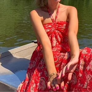 Aqua by Bloomingdale’s Red Floral Maxi Dress